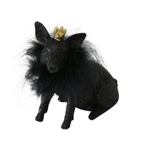Dekoratiivne kujuke must põrsas krooniga