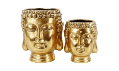 Lillepott buddha kuldne