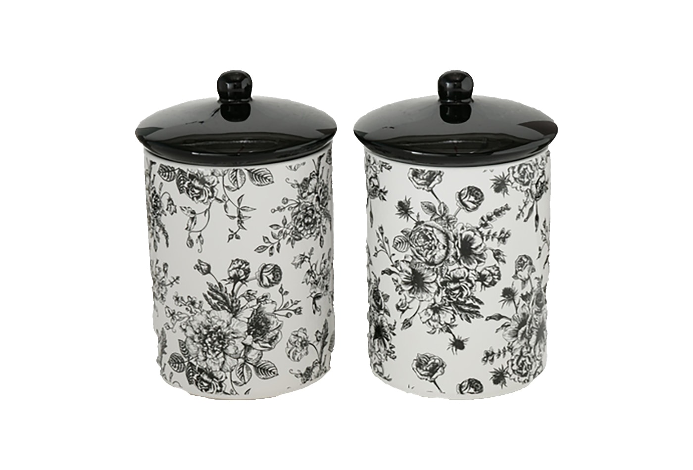 Purk kuivainetele valge mustade lilledega H22cm