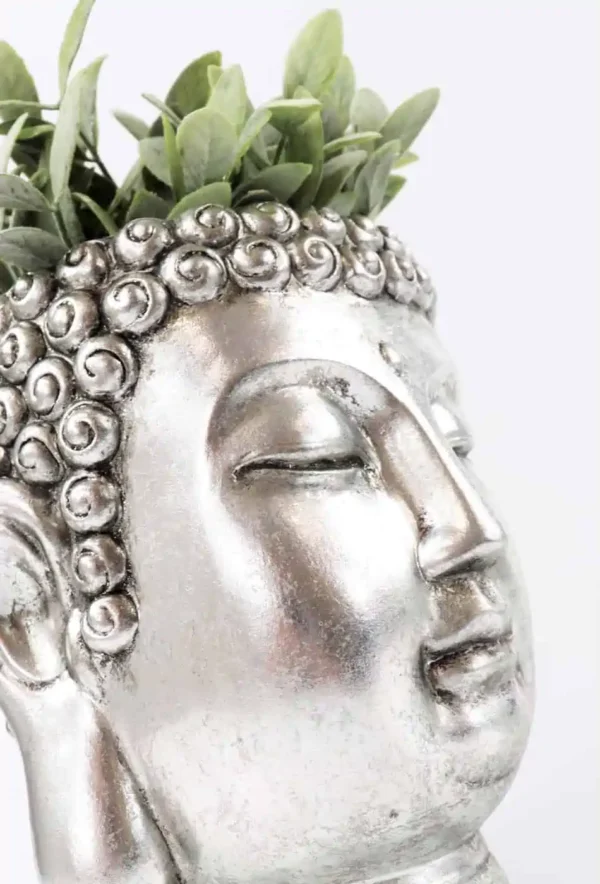Lillepott buddha hõbedane