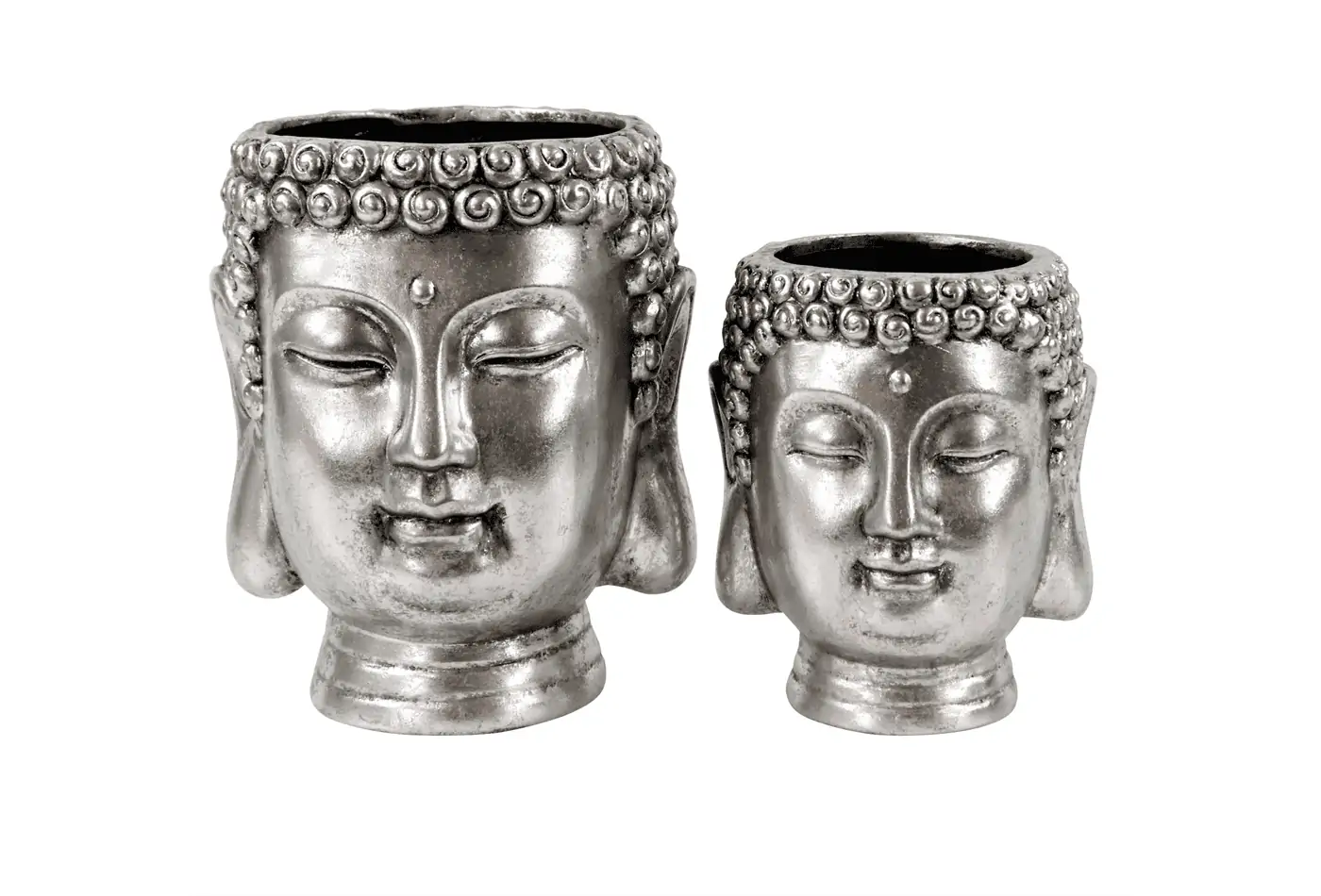 Lillepott buddha hõbedane