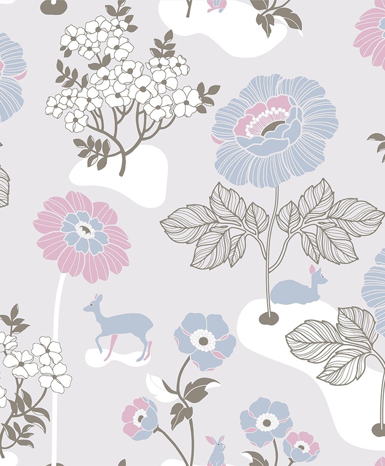 Duro tapeet Blomsteräng, ljusgrå