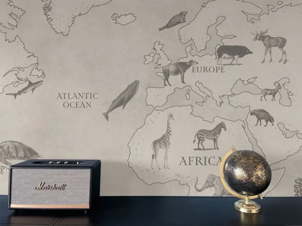 Baubauwall pilttapeet World Map Animal Safari 51200100