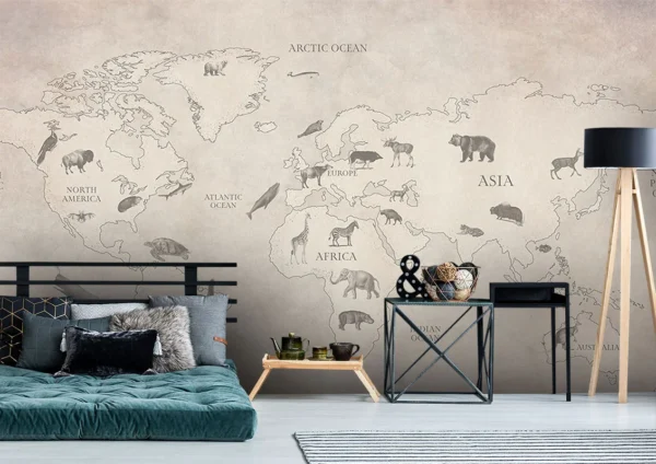Baubauwall pilttapeet World Map Animal Safari 51200100