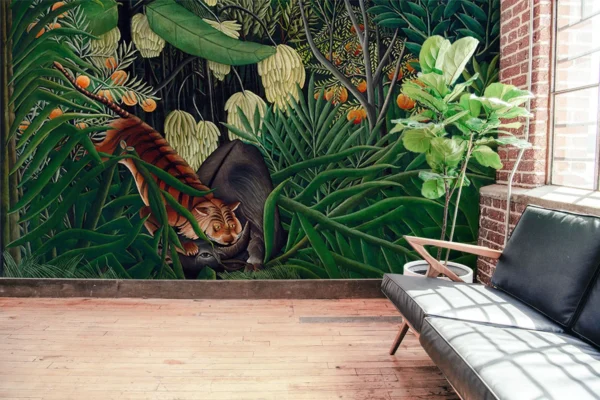 Baubauwall pilttapeet Fight between a Tiger and a Buffalo 51200172
