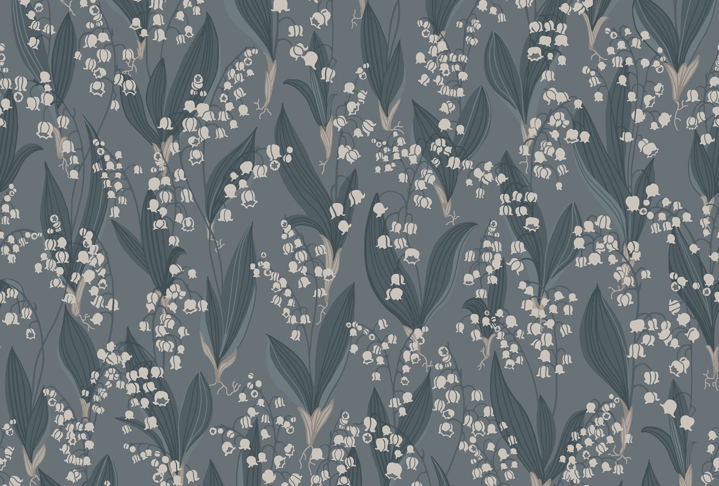 Sandberg tapeet Liljekonvalj, Indigo Blue 479-56