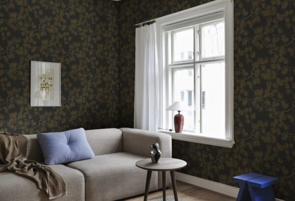 Sandberg tapeet Pine, Black 804-99