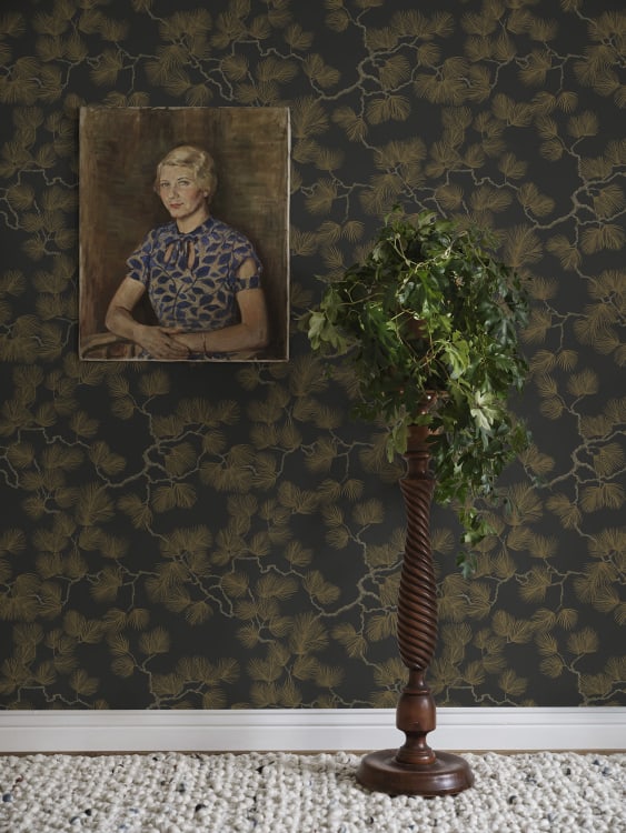 Sandberg tapeet Pine, Black 804-99