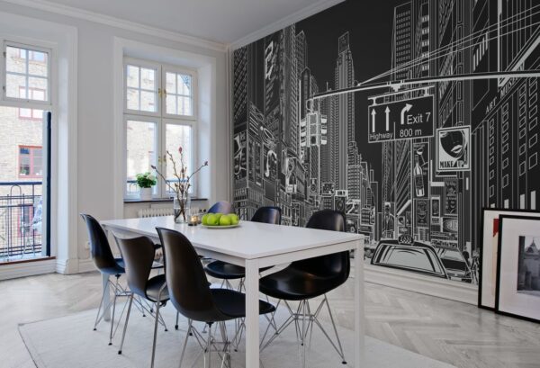 Rebel Walls pilttapeet Cartoon City, Black R10622