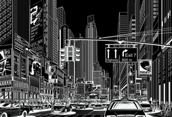 Rebel Walls pilttapeet Cartoon City, Black R10622