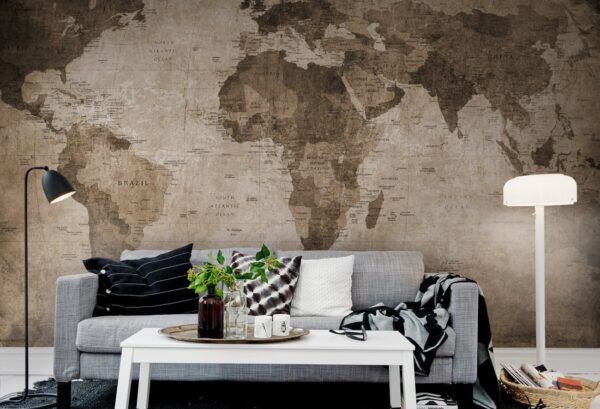 Rebel Walls pilttapeet World Map, Brown R10772