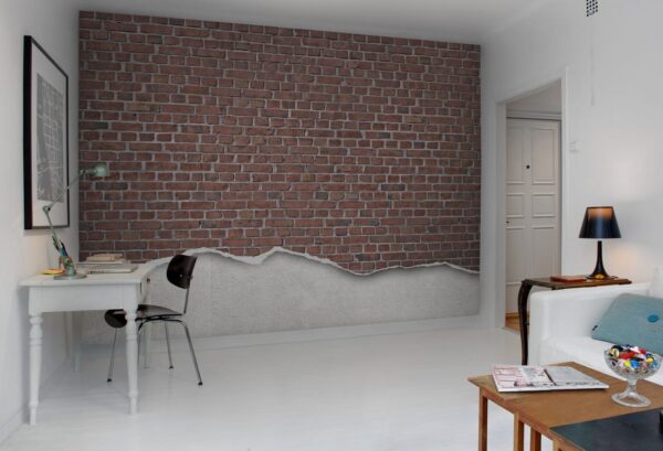 Rebel Walls pilttapeet Well-Worn Brick Wall, Red R12221