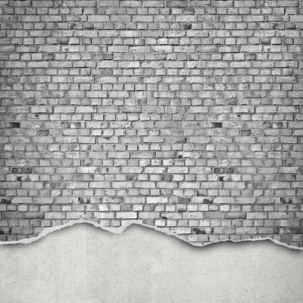 Rebel Walls pilttapeet Well-Worn Brick Wall, White R12224
