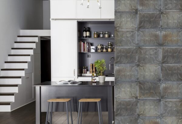 Rebel Walls pilttapeet Tin Plates, Black R12852