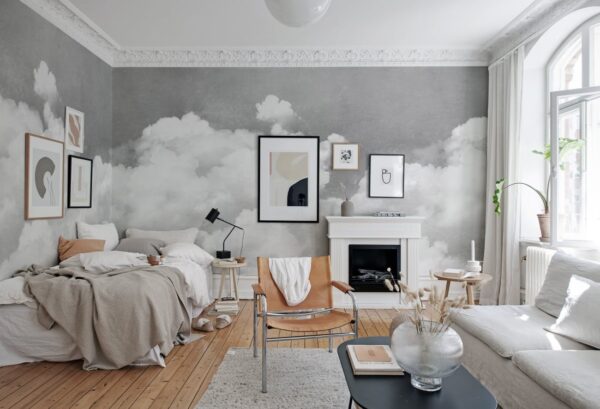 r14013_interior5 Rebel Walls pilttapeet Cuddle Clouds, Graphite R14013