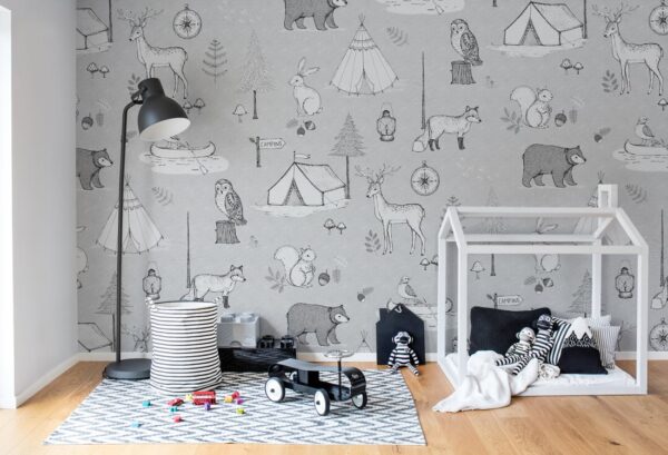 Rebel Walls pilttapeet Camping Trip, Gray R15312