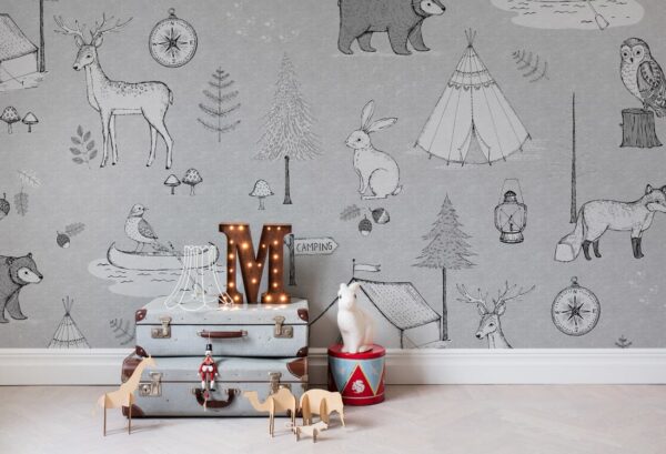 Rebel Walls pilttapeet Camping Trip, Gray R15312