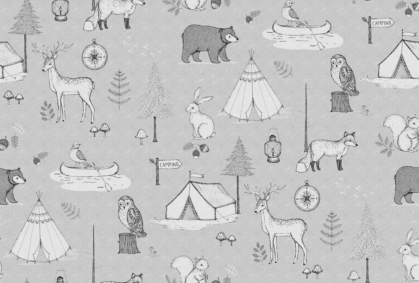 Rebel Walls pilttapeet Camping Trip, Gray R15312