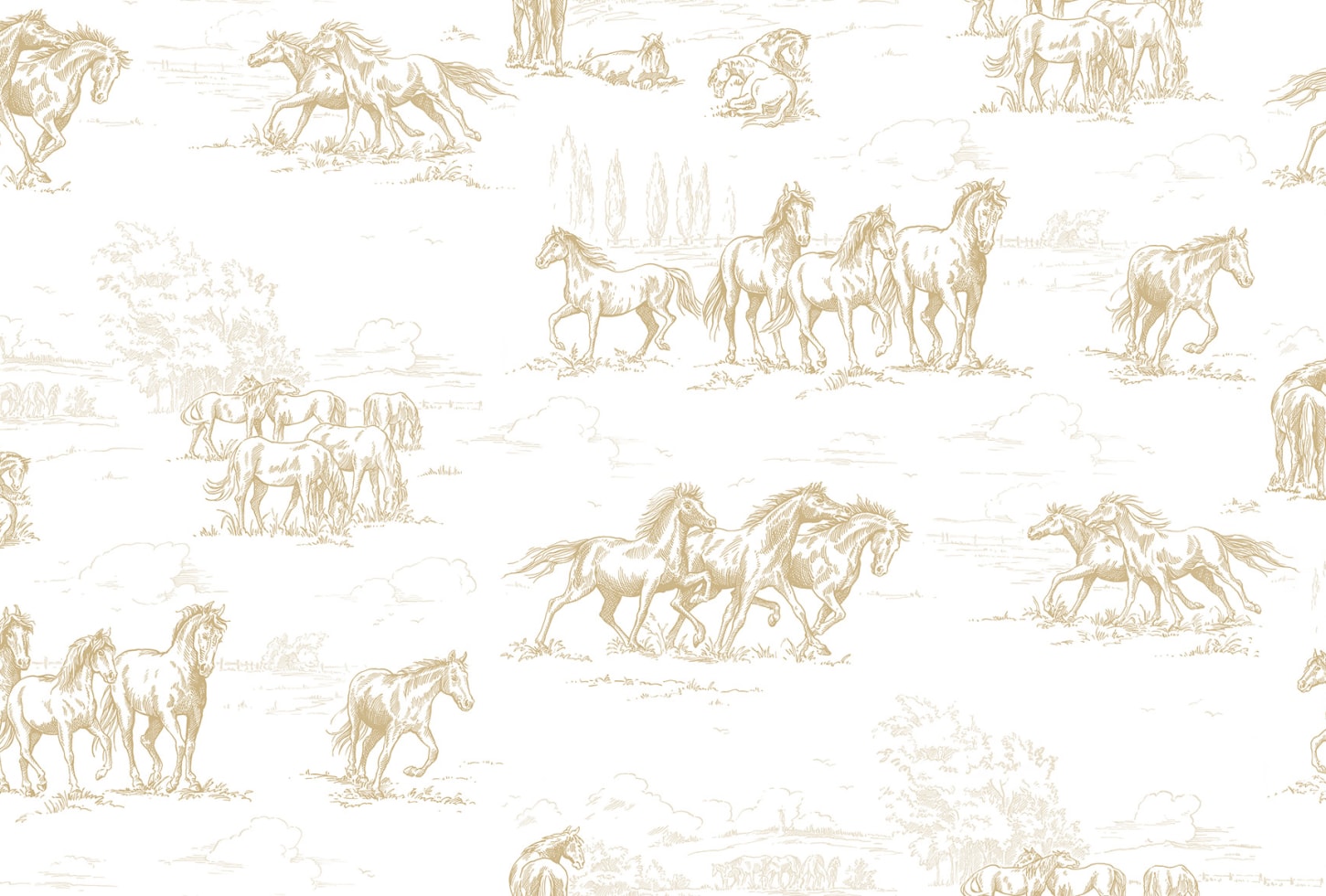 Rebel Walls pilttapeet Horse Herd, Gold R15592