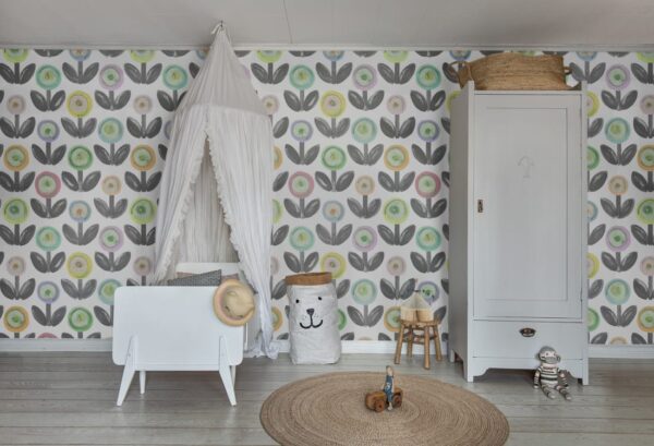 Rebel Walls pilttapeet Flower Parade, Licorice R16712