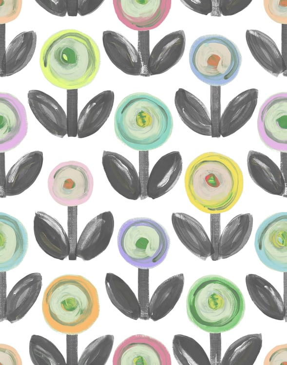 Rebel Walls pilttapeet Flower Parade, Licorice R16712