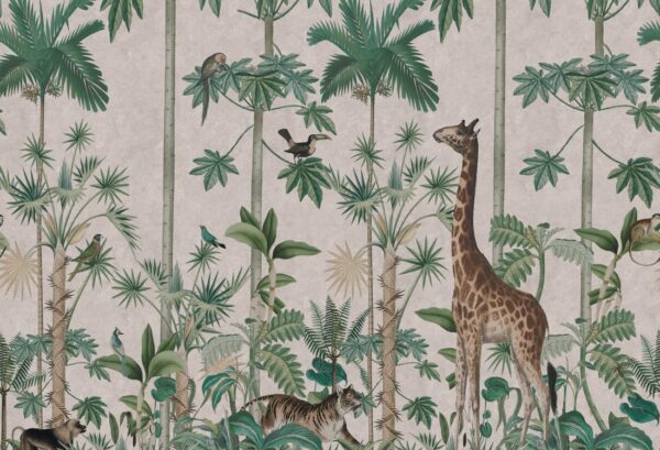 r16795_product Rebel Walls pilttapeet Giraffes Stroll, Pastel Pink R16795