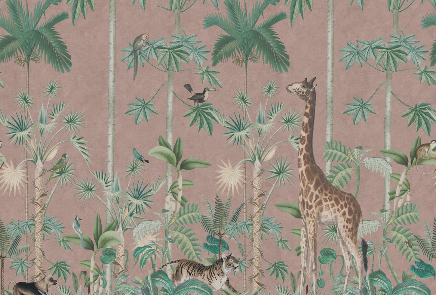 Rebel Walls pilttapeet Giraffes Stroll, Pink R16796