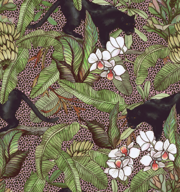 r16802_product Rebel Walls pilttapeet Alluring Panthers, Pink R16802