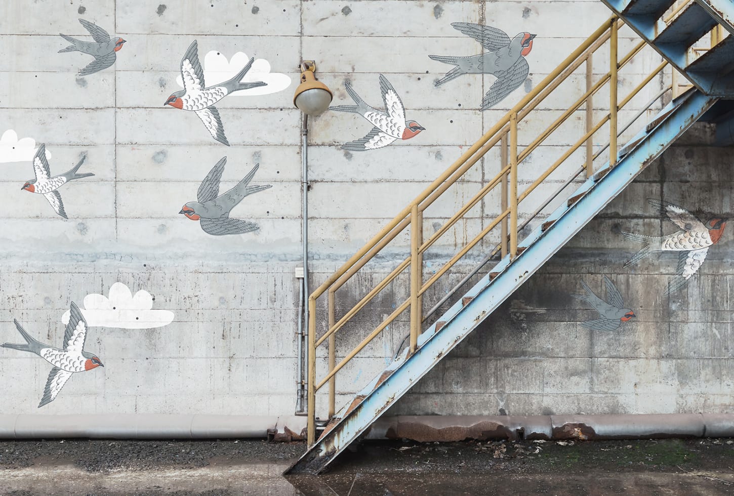 Rebel Walls pilttapeet Stairway Graffiti, Swallow R16962