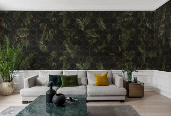 r17181_interior1 Rebel Walls pilttapeet Hexagon Leaves R17181