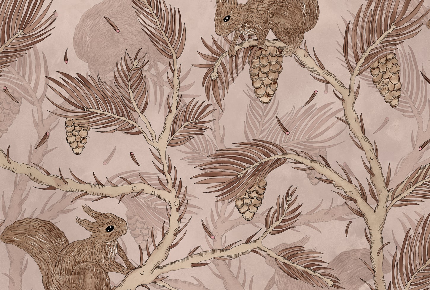 Rebel Walls tapeet Squirrel Mountain, Pink R17981