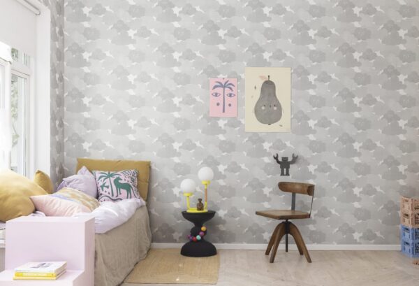 Rebel Walls tapeet Happy Clouds, Graphite R18143