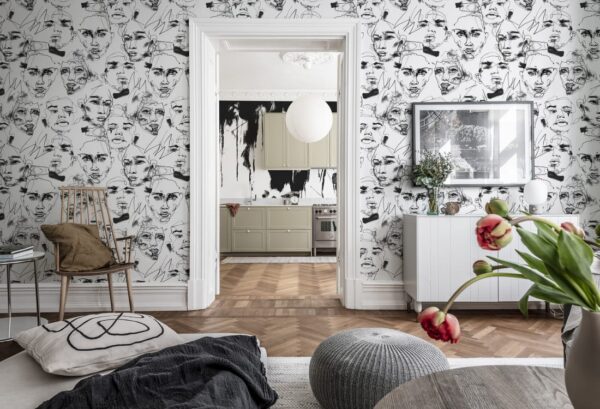 Rebel Walls pilttapeet Fala Bozetto, Graphite R18272