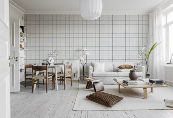 Rebel Walls tapeet Square Tiles, Clean White R18536