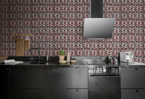 Rebel Walls tapeet Artisan Tiles, Indian Red R18550