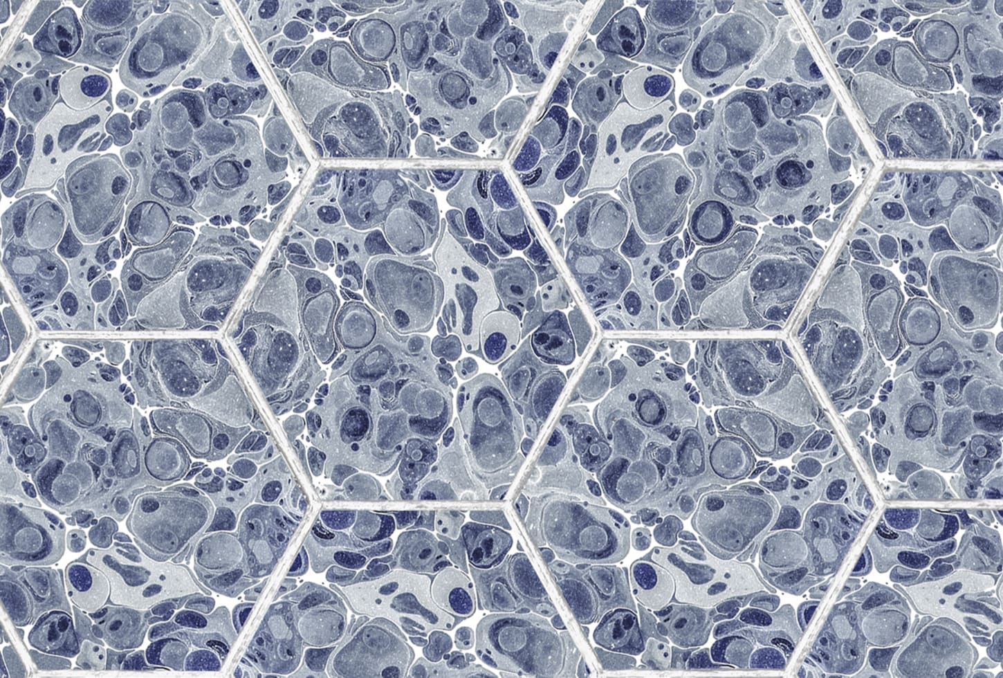 Rebel Walls tapeet Marbled Hexagon Tiles, Dark Blue R18557