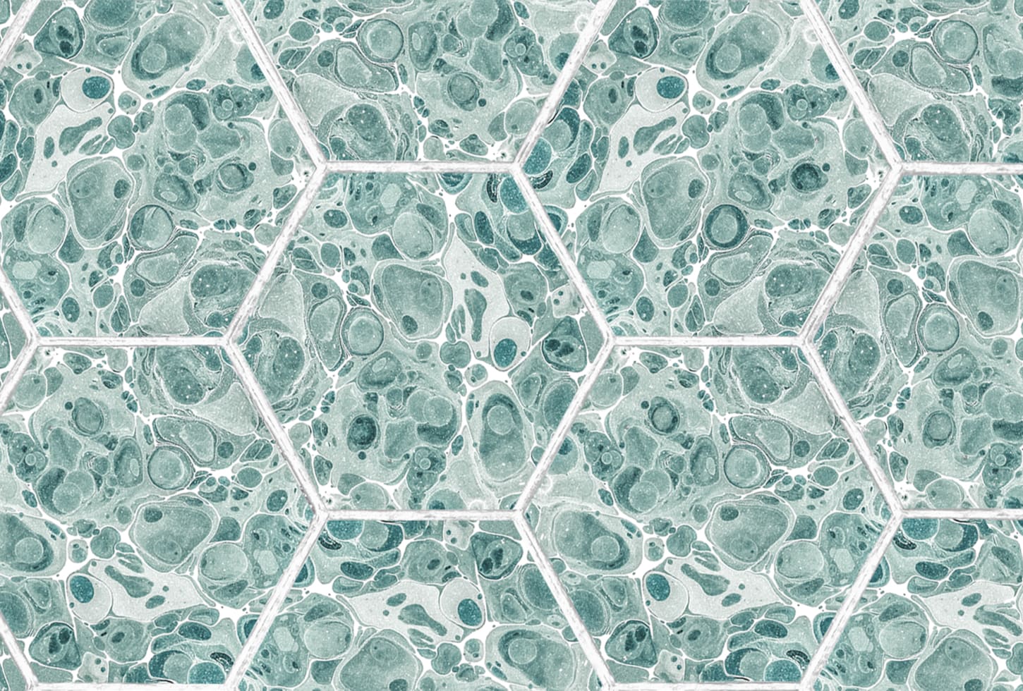 Rebel Walls tapeet Marbled Hexagon Tiles, Green R18559