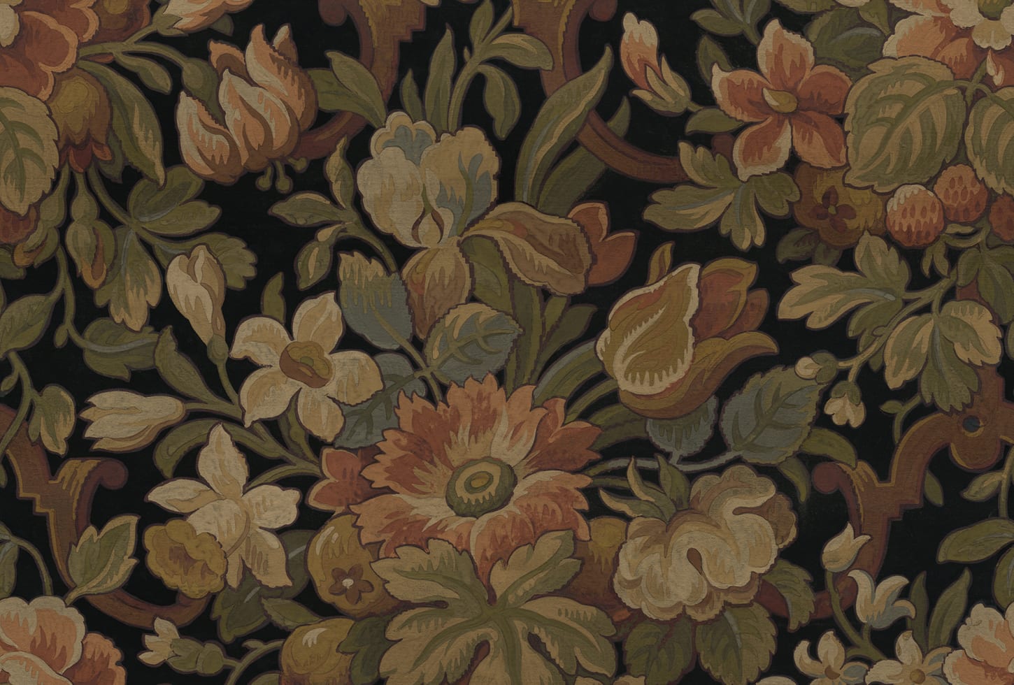 Rebel Walls pilttapeet Vintage Flora, Ebony R19241