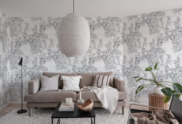 Rebel Walls pilttapeet Rose Tiles, Graphite R19310