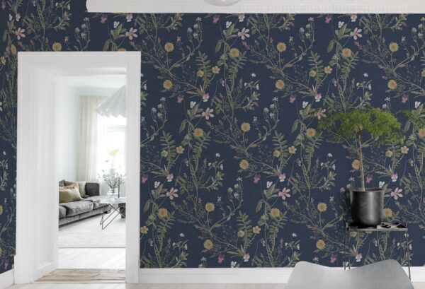 Rebel Walls pilttapeet Storm Flowers, Ocean Blue R19358