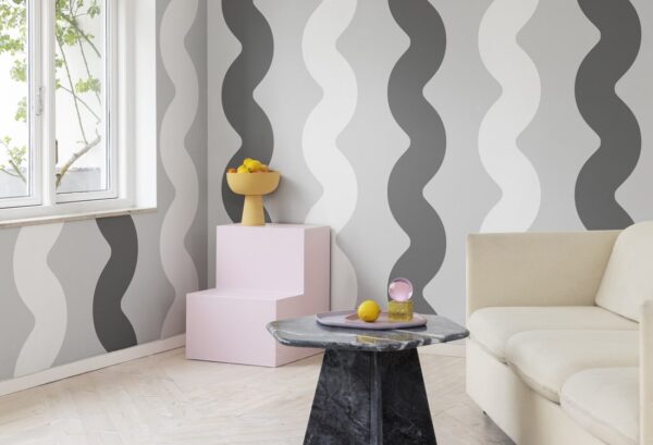 Rebel Walls pilttapeet Wobbly Black & White R19423