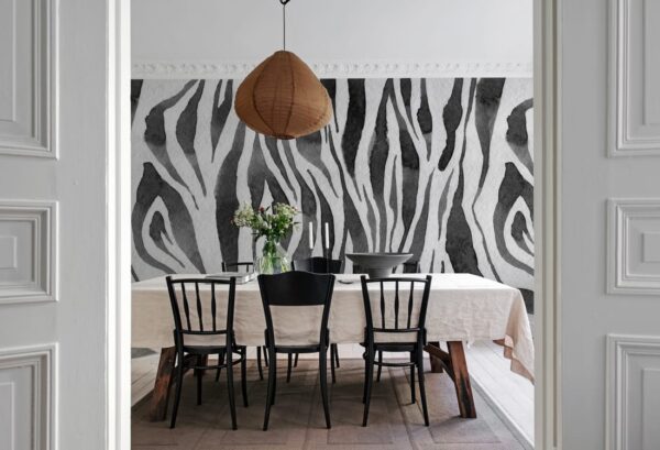 Rebel Walls pilttapeet Zebra Stripes, Graphite R19448