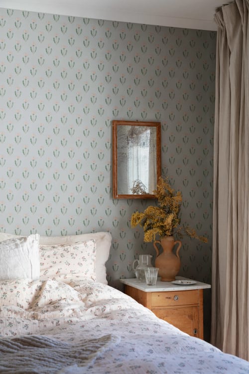 Sandberg tapeet Maskrosen, Soft Blue S10138