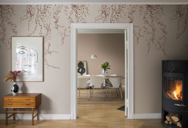 Sandberg pilttapeet Aralia, Burgundy S10175