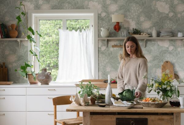 Sandberg tapeet Ava, Sage Green S10180