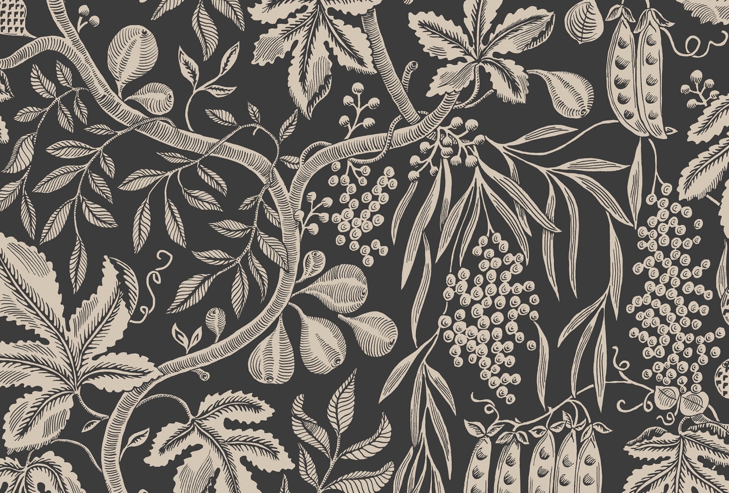 Sandberg tapeet Fig Garden Charcoal S10257