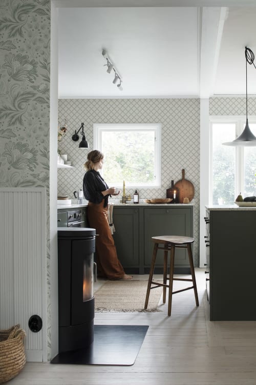 Sandberg tapeet Trellis, Forest Green S10304