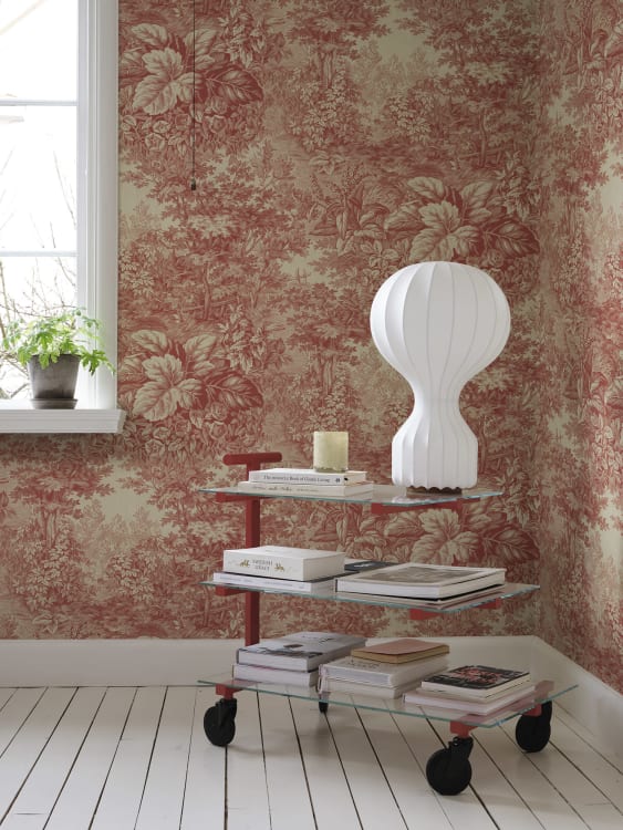 Sandberg pilttapeet Forest Toile, Red S10401