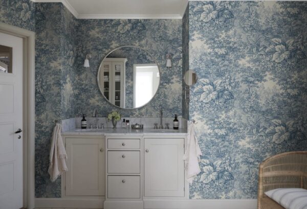 Sandberg pilttapeet Forest Toile, Blue S10402