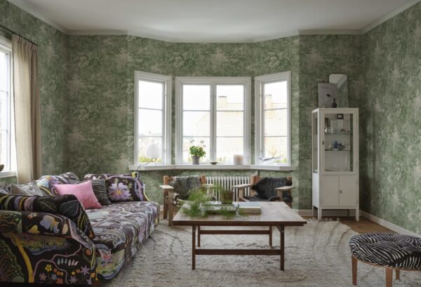 Sandberg pilttapeet Forest Toile, Green S10403